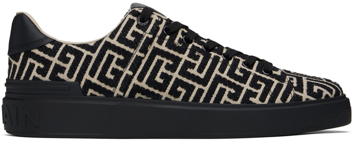 Photo: Balmain Black & Off-White B-Court Jacquard Monogram Sneakers