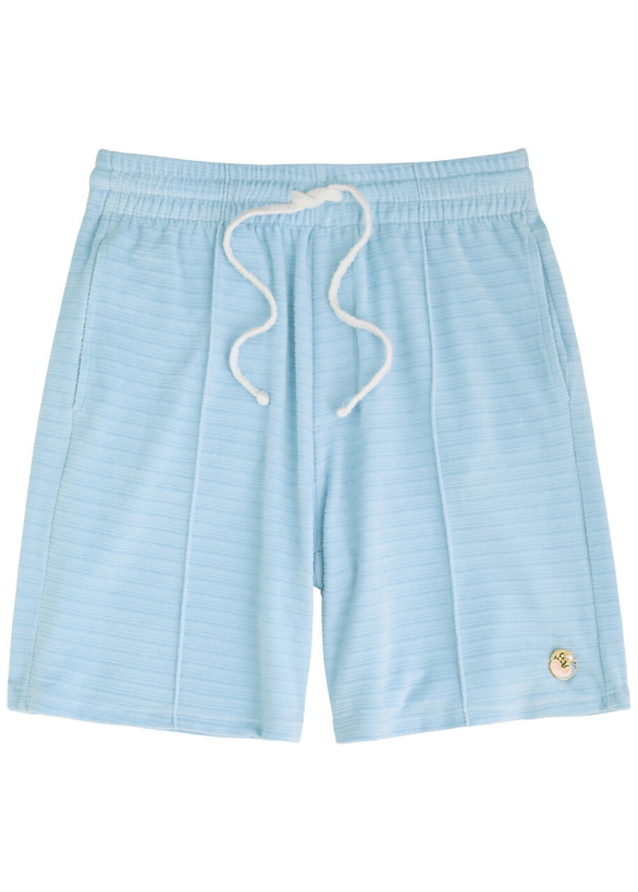 Photo: Casablanca Brooch-embellished Velour Shorts Blue