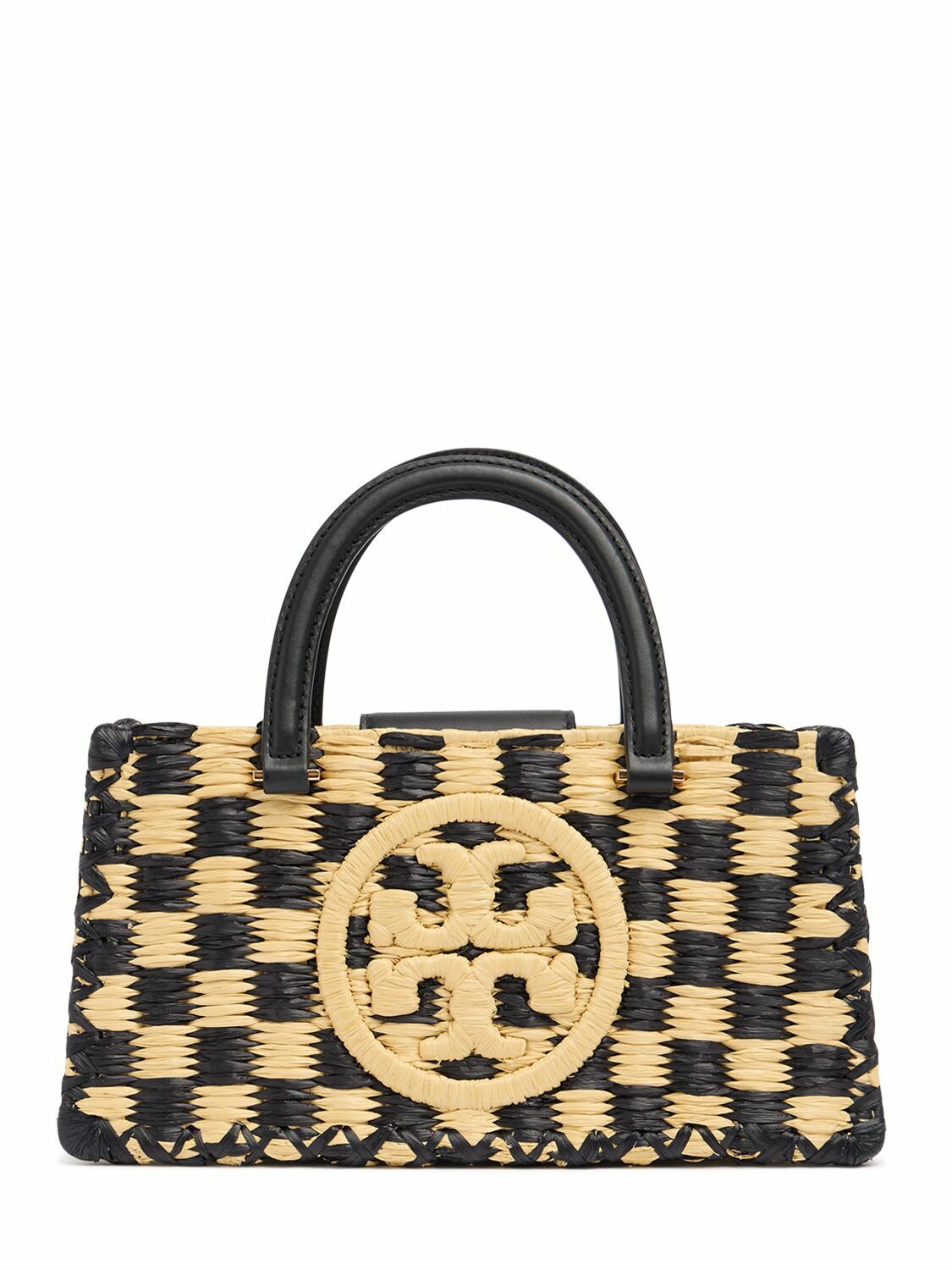 トートバッグ TORY BURCH Black Raffia Large Ella Shopping Bag Tory Burch Ella Large crochet raffia tote bag Tory Burch