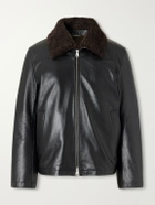Paul Smith - Shearling-Trimmed Leather Jacket - Black