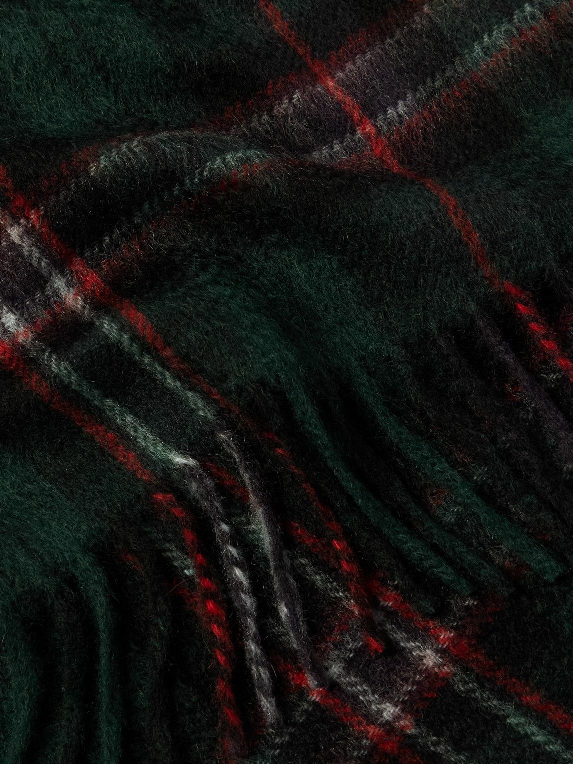 CELINE - Fringed Checked Cashmere Scarf