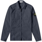 Stone Island Men's Supima Cotton Twill Stretch-TC Zip Shirt Jacket in Navy