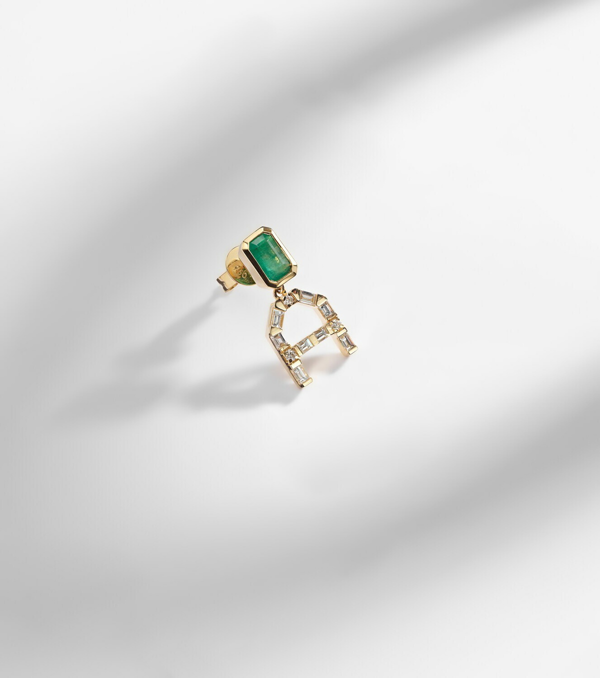 Shay Jewelry 18kt gold drop earrings with diamonds and emeralds