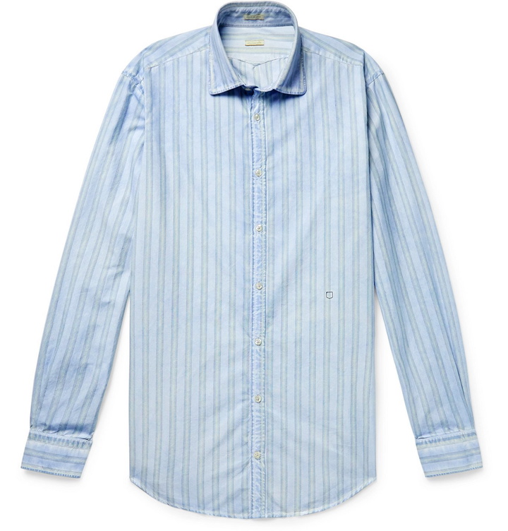 Photo: Massimo Alba - Canary Striped Cotton Shirt - Blue