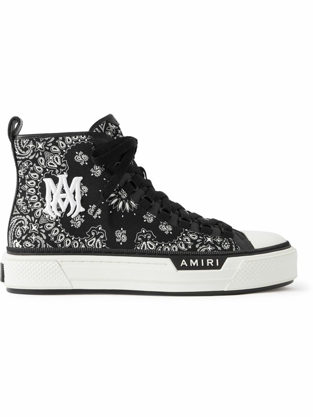 Photo: AMIRI - Leather-Trimmed Paisley-Print Canvas High-Top Sneakers - Black