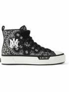 AMIRI - Leather-Trimmed Paisley-Print Canvas High-Top Sneakers - Black