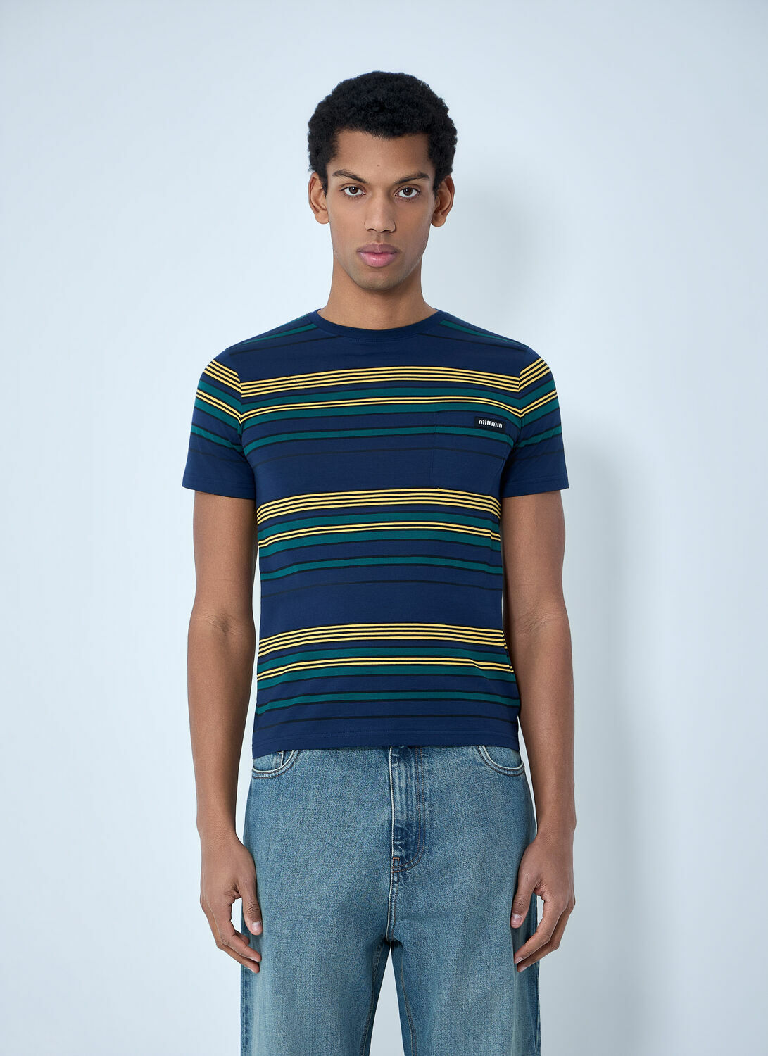 Miu Miu Striped Cotton Jersey T-Shirt