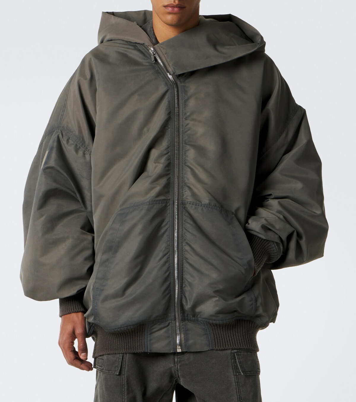Rick Owens Mountain Hun satin hooded jacket