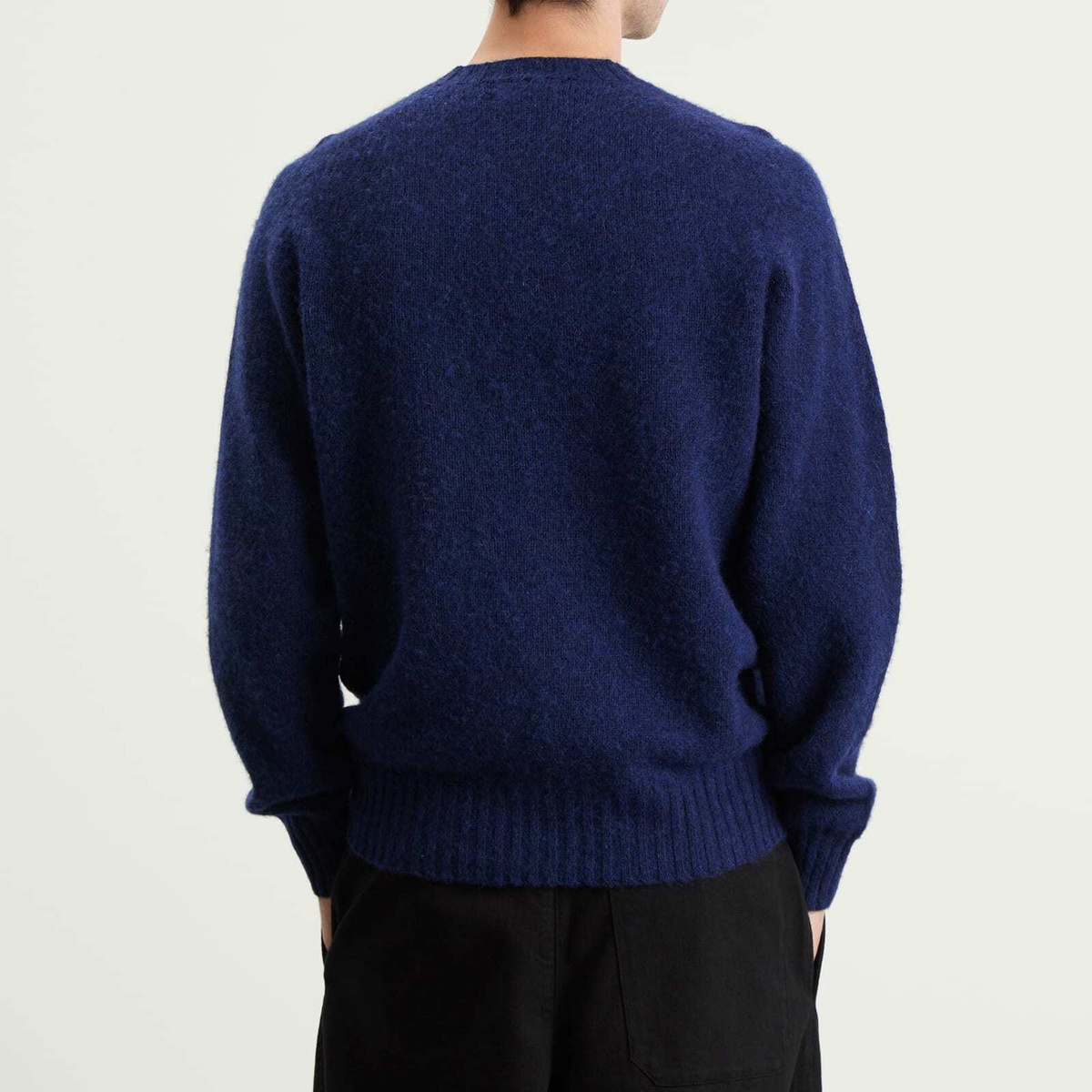 YMC Men's Suedehead Crew Neck Jumper in Blue