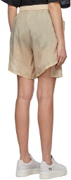 Y-3 Beige CH3 Sanded Cupro Shorts