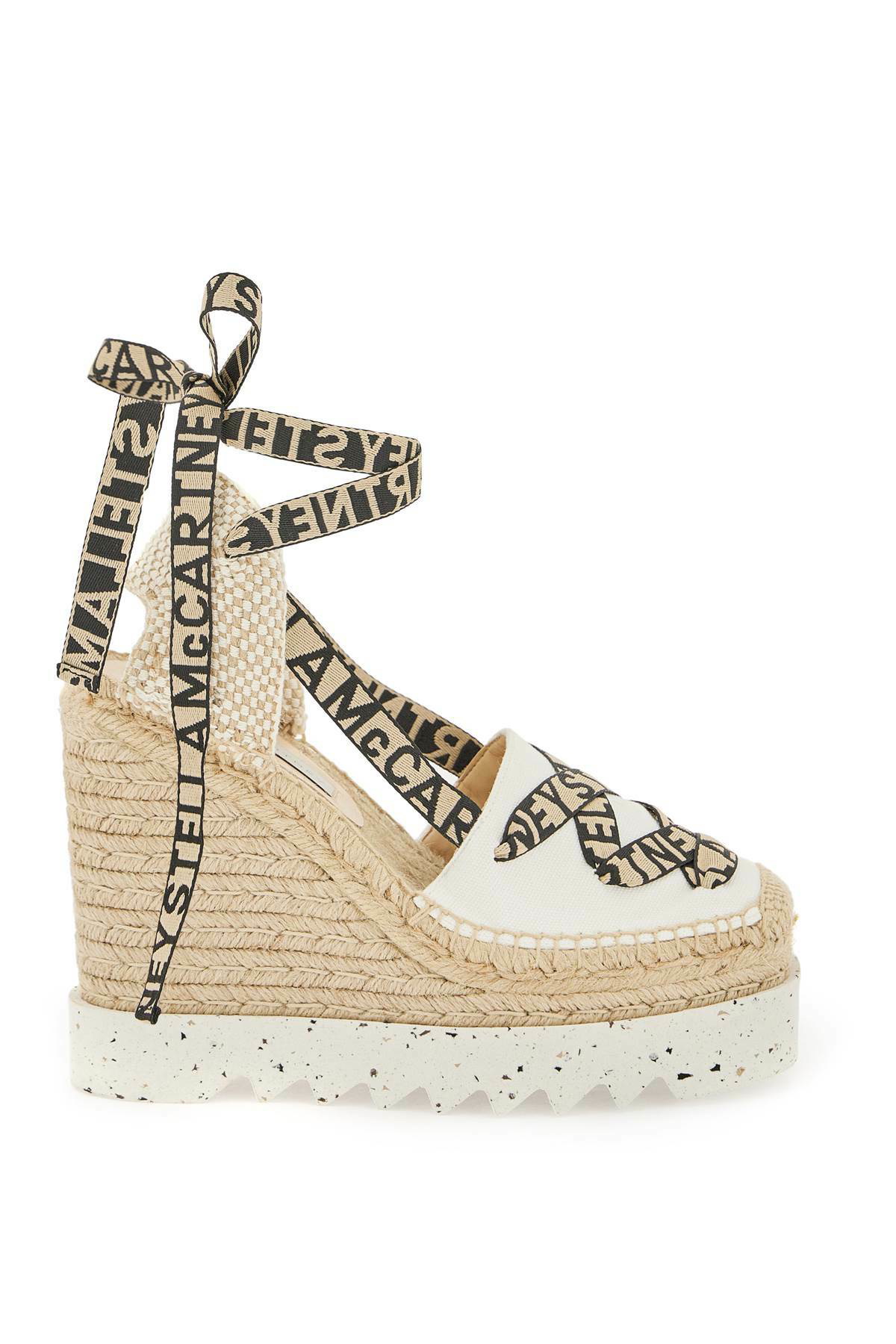 【Stella McCartney】 Multicolor raffia Gaia espadrilles Stella McCartney Gaia Striped Raffia Platform Espadrilles