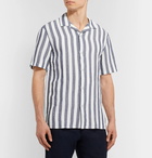 NN07 - Miyagi Camp-Collar Striped Linen Shirt - Blue