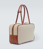 Miu Miu Logo leather-trimmed canvas tote bag