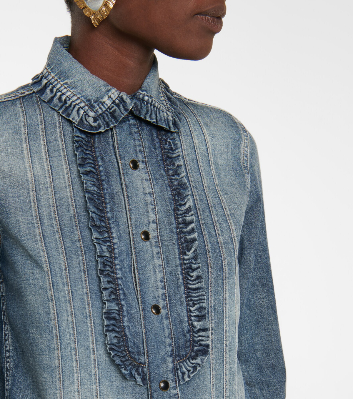 Saint Laurent - Ruffled denim shirt Saint Laurent