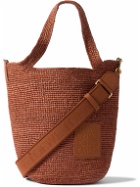 LOEWE - Paula’s Ibiza Mini Logo-Debossed Leather-Trimmed Raffia Tote Bag