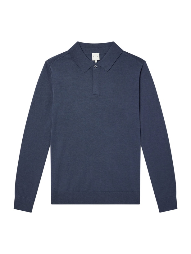 Photo: Paul Smith - Merino Wool Polo Shirt - Blue
