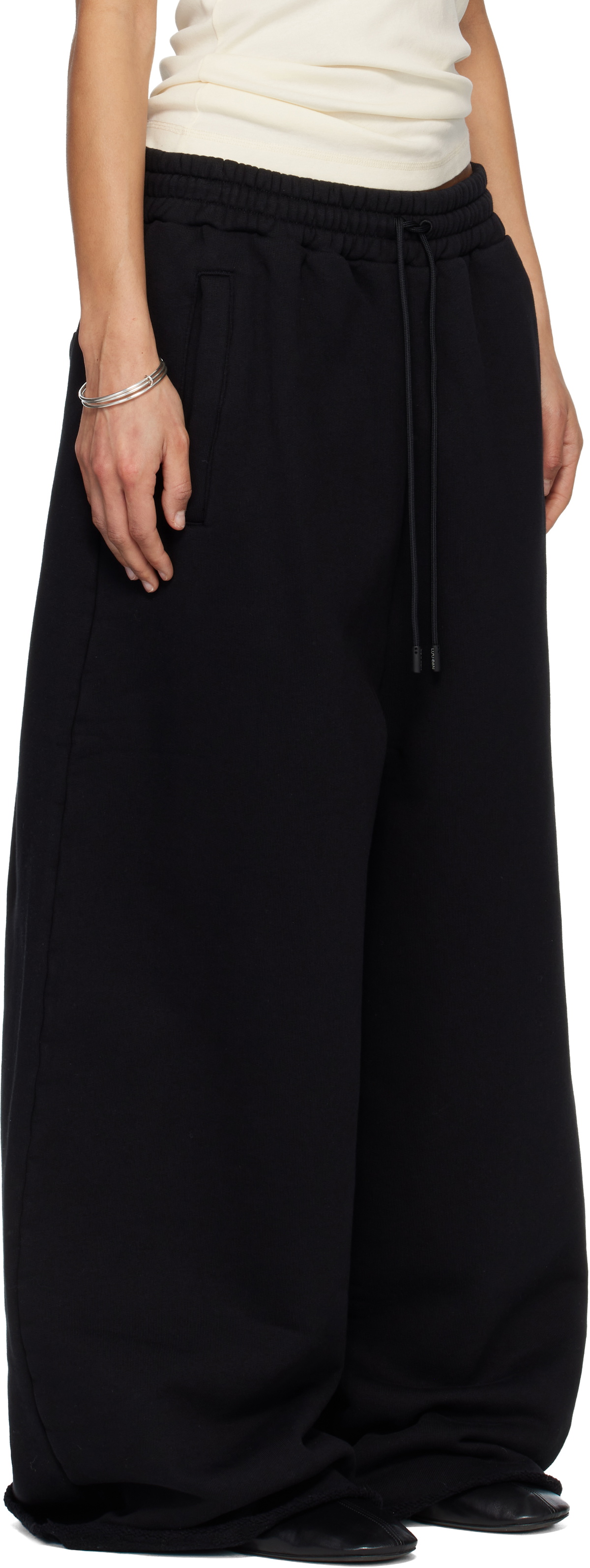 LU'U DAN SSENSE Exclusive Black Raw-Cut Bontan Lounge Pants
