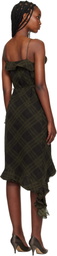 Burberry Green Check Silk Wrap Midi Dress