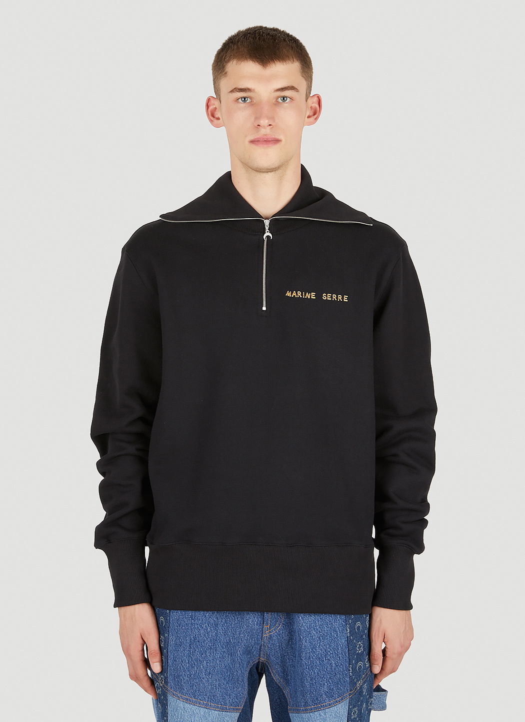 Marine Serre Ornament Half Zip Sweater