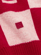 Acne Studios - Katlaro Checked Logo-Intarsia Wool Cardigan - Red