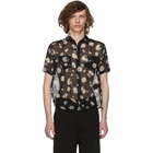 Saint Laurent Black Short Sleeve Flower Shirt