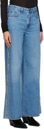 Anna Sui Blue Studded Jeans
