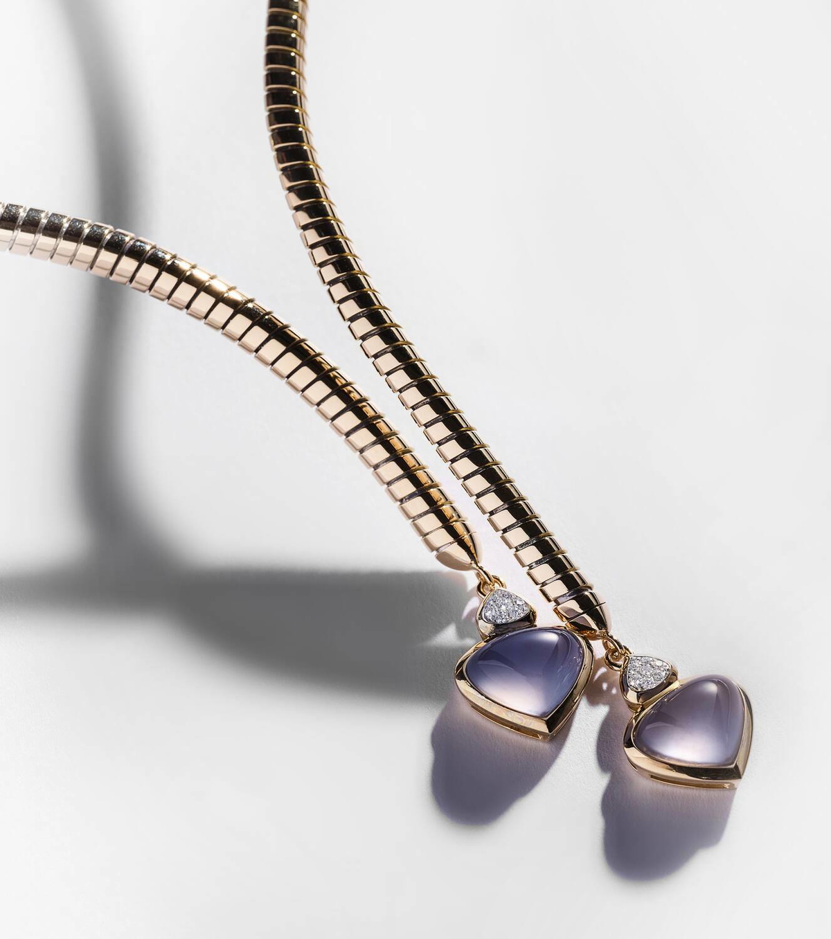 Marina B Trisolina 18kt gold necklace with blue chalcedony and diamonds