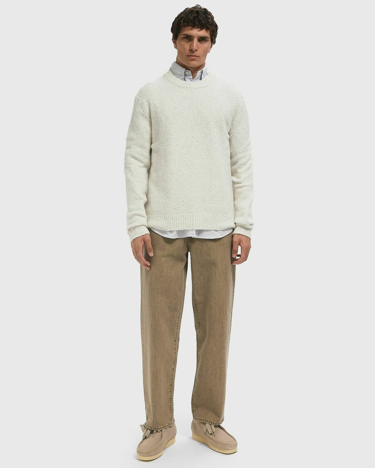 WOOLRICH BOUTONNE ALPACA BLEND CREWNECK Beige Mens Pullover