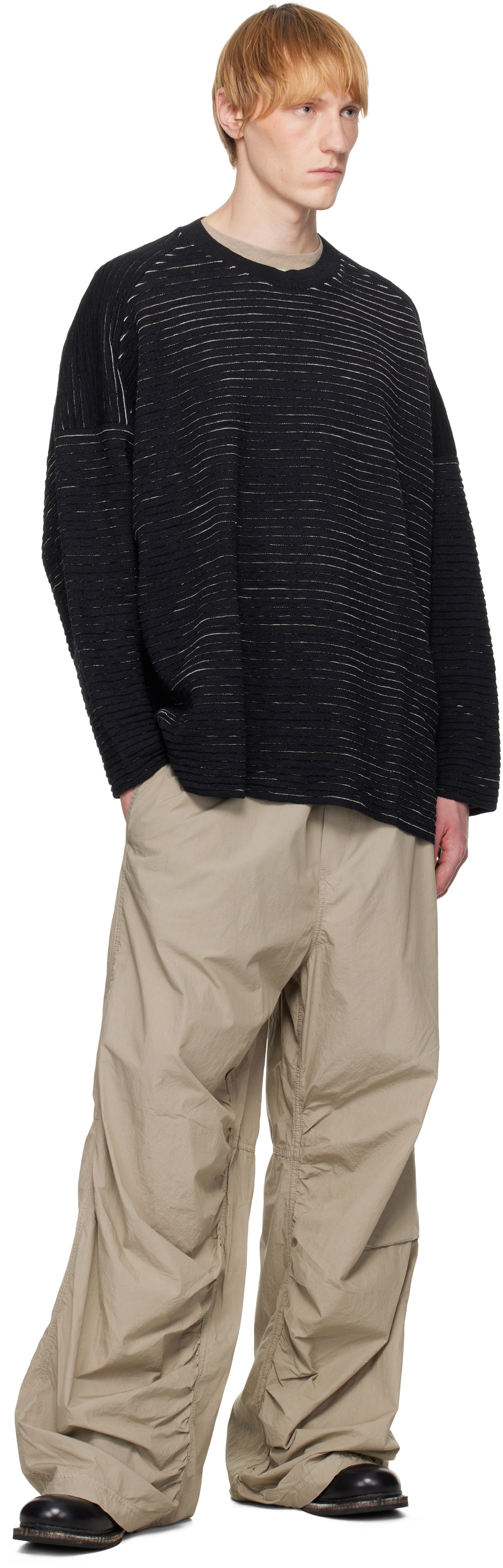 Jan-Jan Van Essche Black O-Project Linen Cotton Yarn Knit#70 Sweater