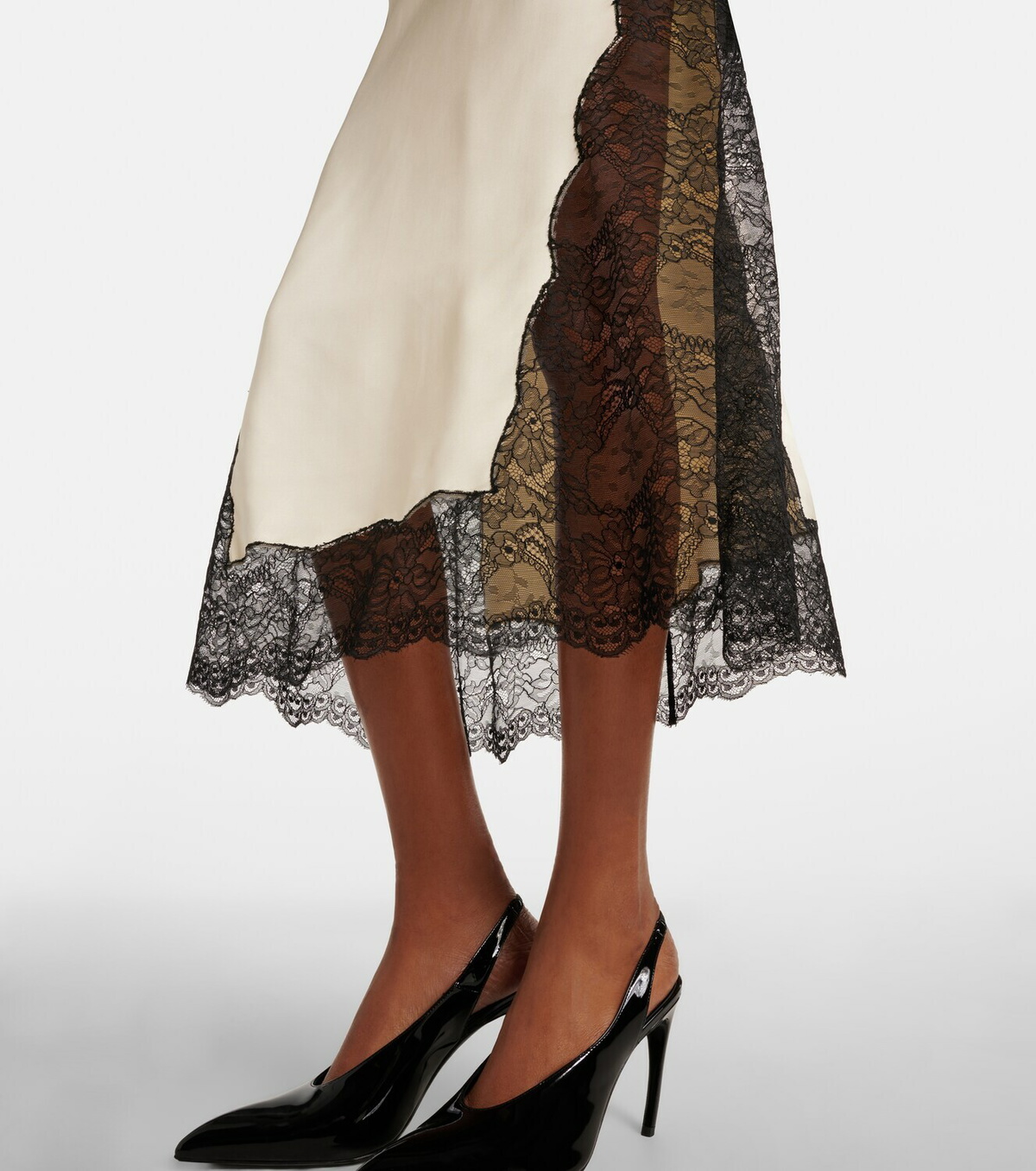 The Attico Cutout lace-trimmed satin midi dress