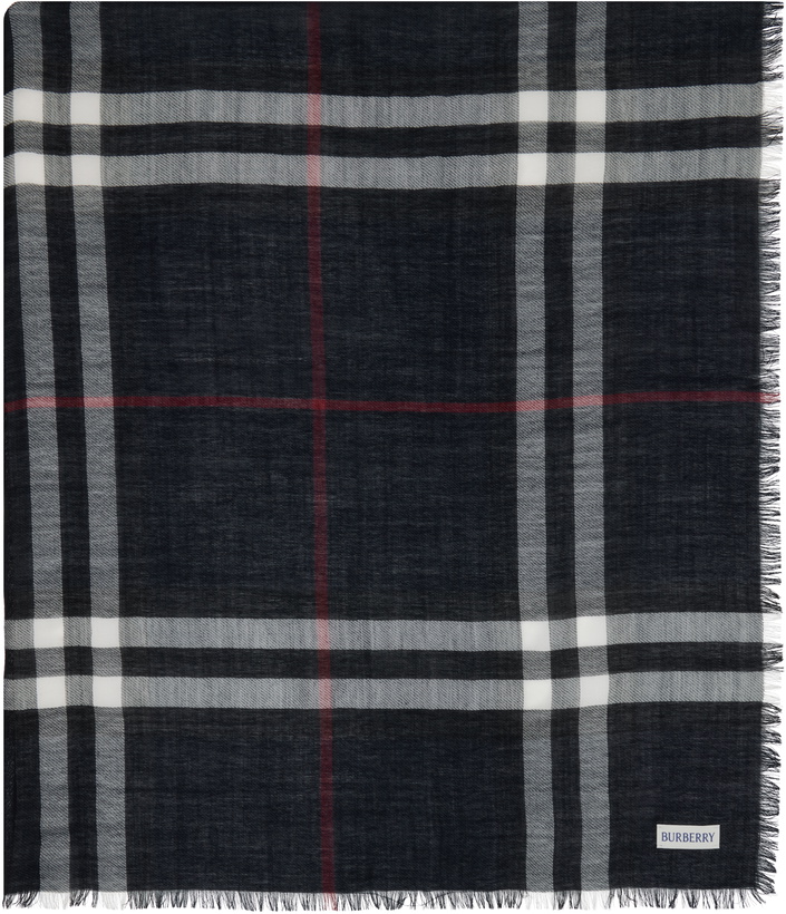 Photo: Burberry Navy Wide Check Wool Scarf