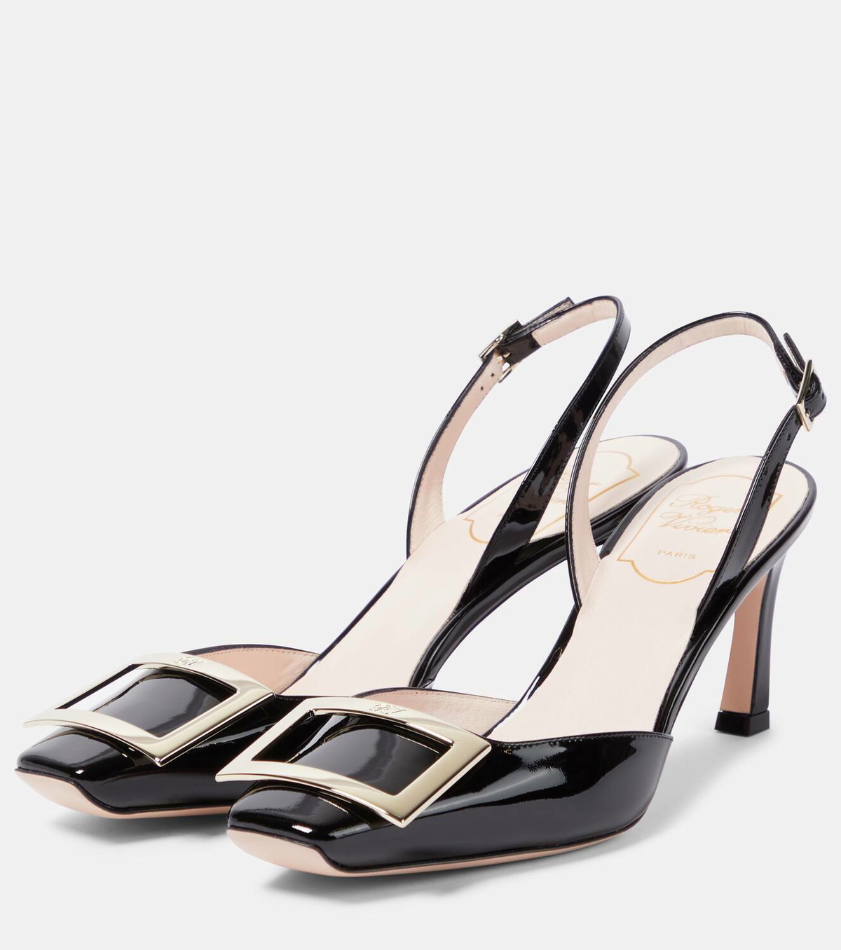 Roger Vivier Trompette 70 patent leather slingback pumps