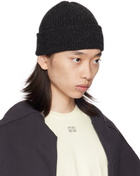 GANNI Gray Fitted Wool Rib Beanie