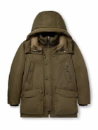 TOM FORD - Leather-Trimmed Padded Tech-Shell Hooded Down Parka - Green