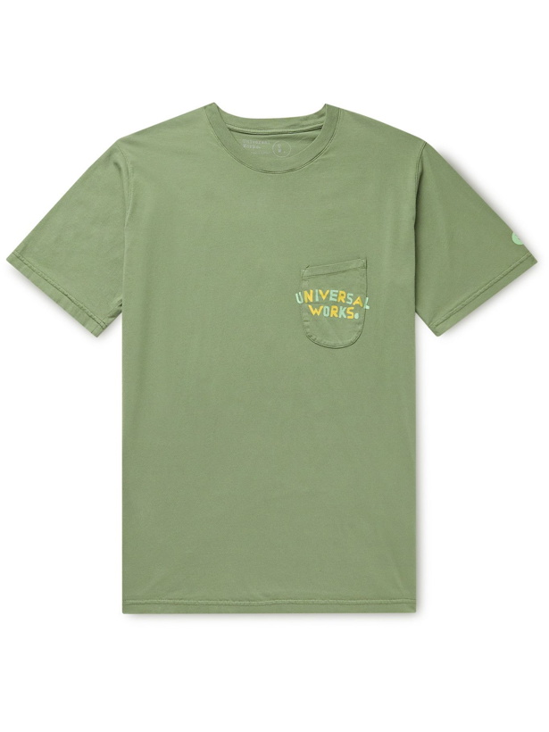 Photo: UNIVERSAL WORKS - Logo-Print Organic Cotton-Jersey T-Shirt - Green
