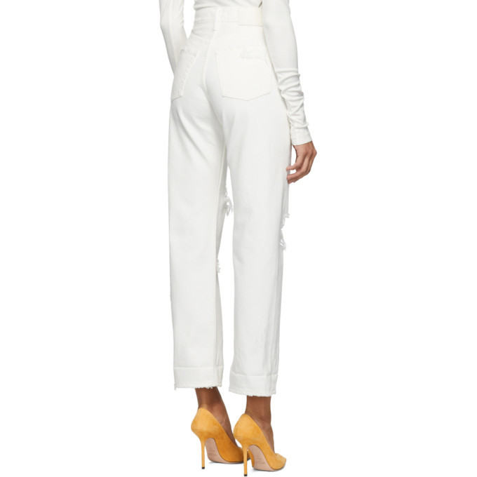 Moussy Vintage White Hialeah Wide Straight Jeans