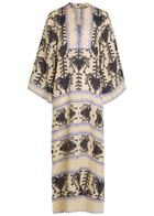 Johanna Ortiz Savannah Patterned Linen Maxi Tunic Dress Beige