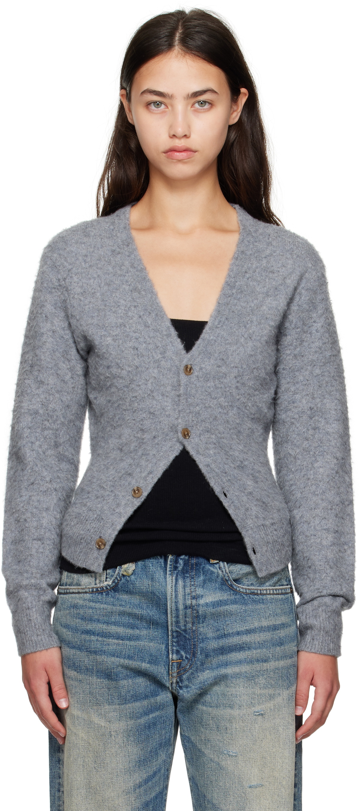 R13 Gray Split Hem Cardigan