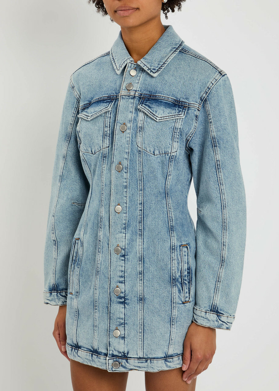 Good American Panelled Stretch-denim Mini Dress Indigo