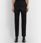 SAINT LAURENT - Metallic Pinstripe Wool-Blend Trousers - Black