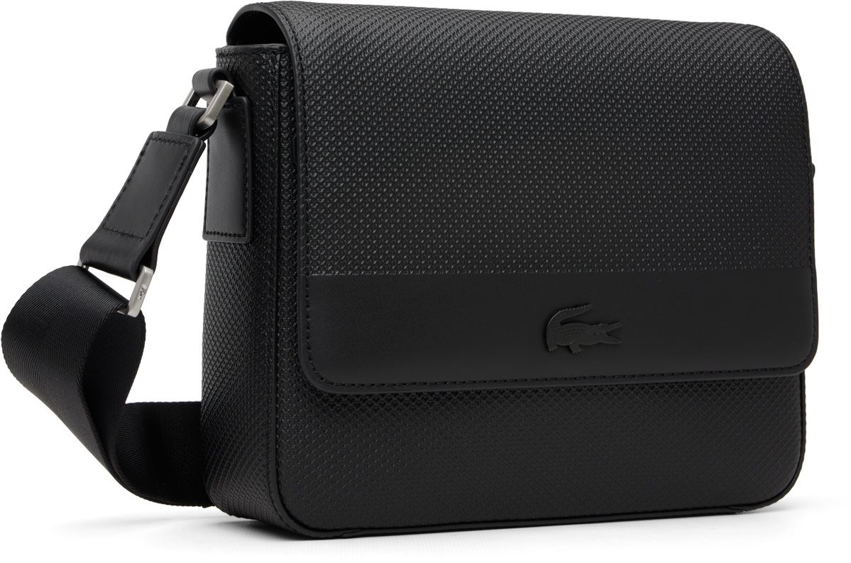 Lacoste Black Chantaco Leather Messenger Bag