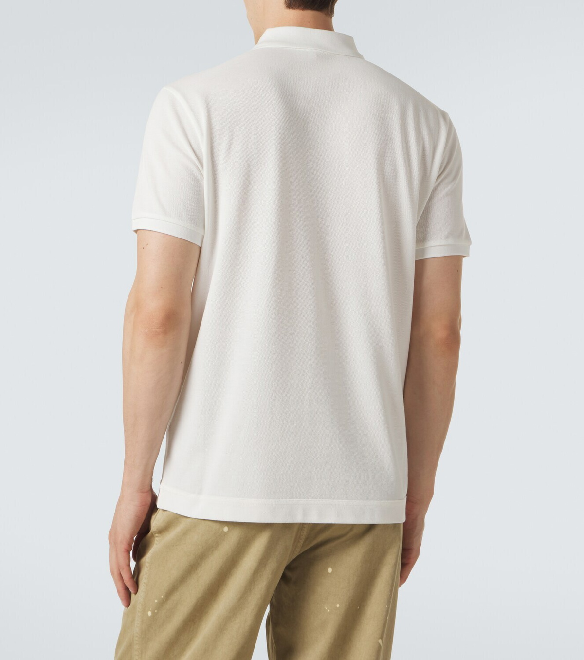 Moncler Leather-trimmed cotton piqué polo shirt