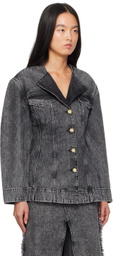 GANNI Gray Fitted Denim Jacket