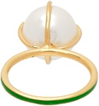 VEERT Gold & Green Pearl Stack Ring