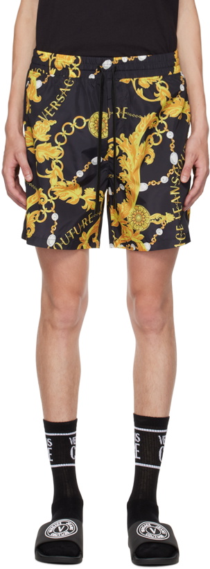 Photo: Versace Jeans Couture Black & Yellow Graphic Shorts