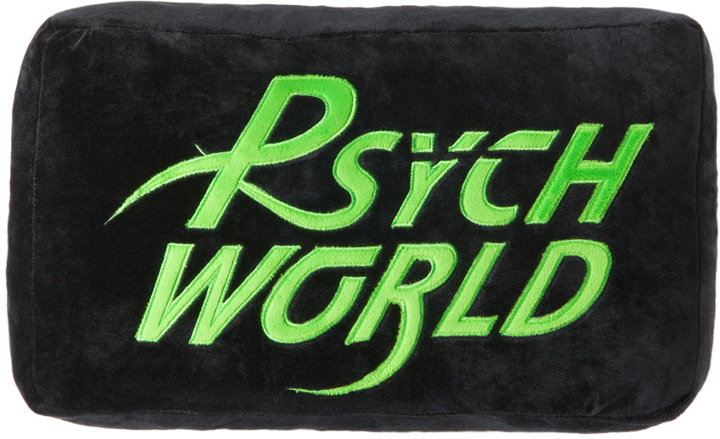 Photo: Psychworld SSENSE Exclusive Black & Green Plush Logo Pillow