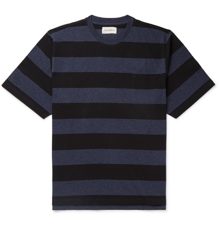 Photo: Oliver Spencer - Striped Mélange Cotton-Jersey T-Shirt - Blue