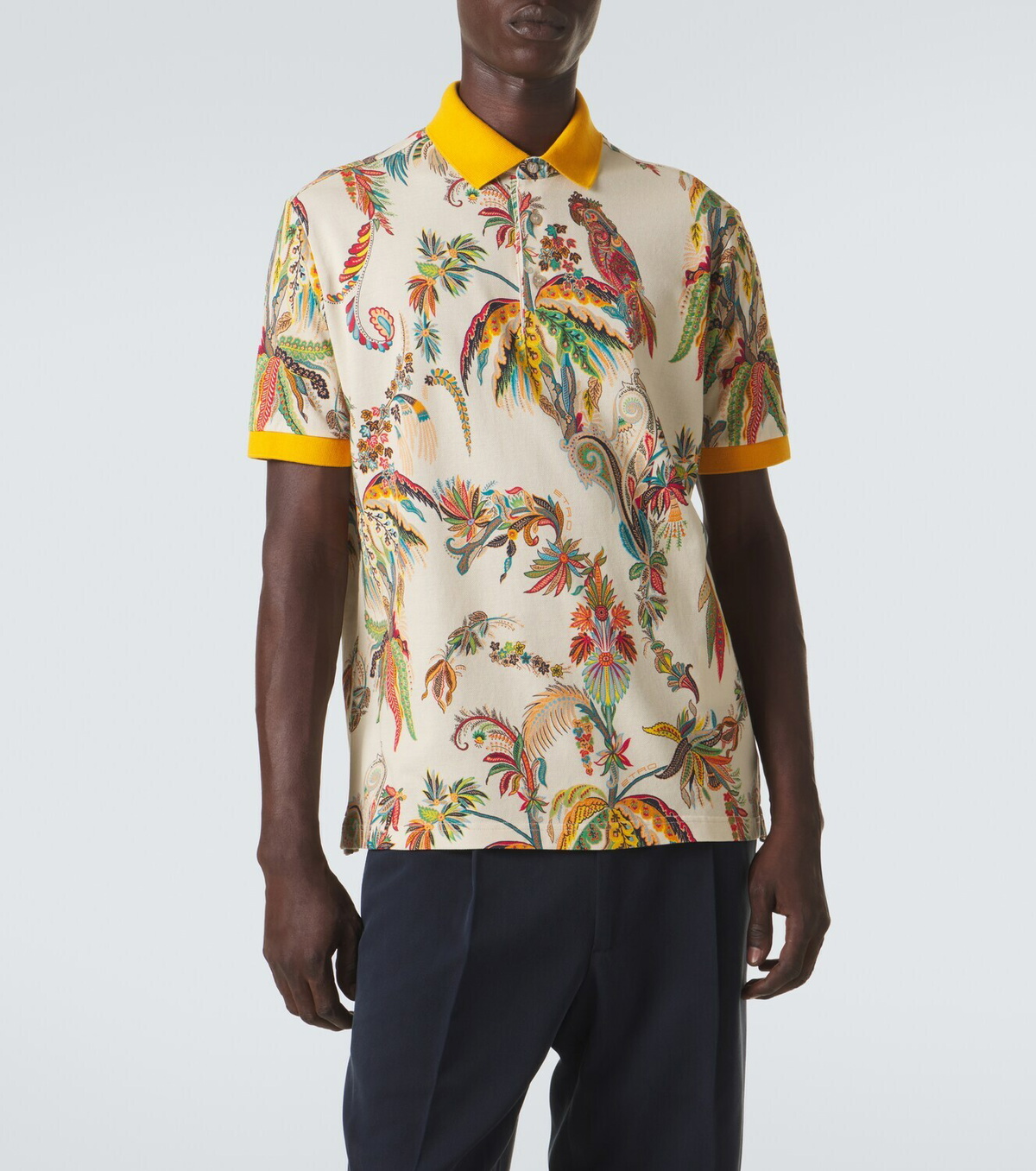 Etro Printed cotton piqué polo shirt