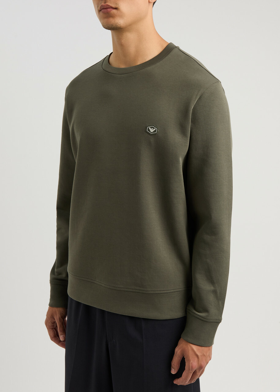 Emporio Armani Logo Stretch-cotton Sweatshirt Khaki