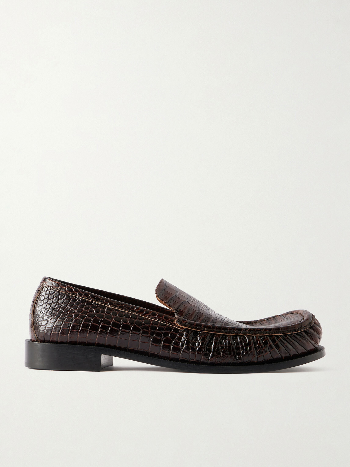 Dries Van Noten - Croc-Effect Leather Loafers - Brown